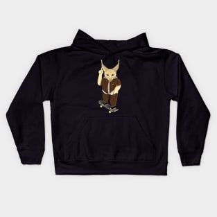 skateboarder caracal cat Kids Hoodie